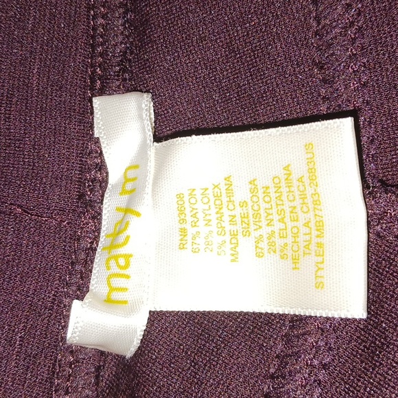 Matty M "Dark Wine" High Rise Slub Leggings with Back Pockets in Size Small - Picture 4 of 5
